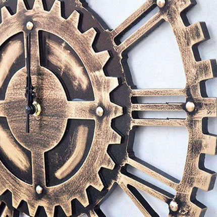 Reloj de pared retro con engranajes