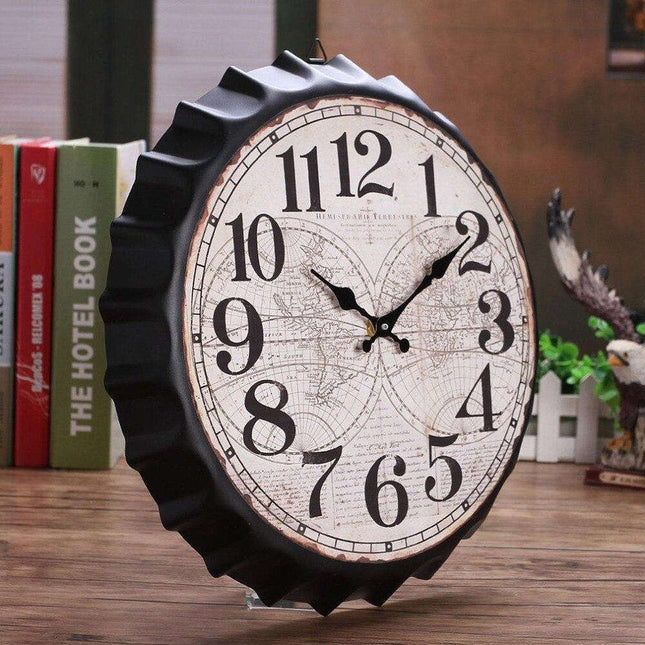 Reloj de pared vintage forma chapa cerveza