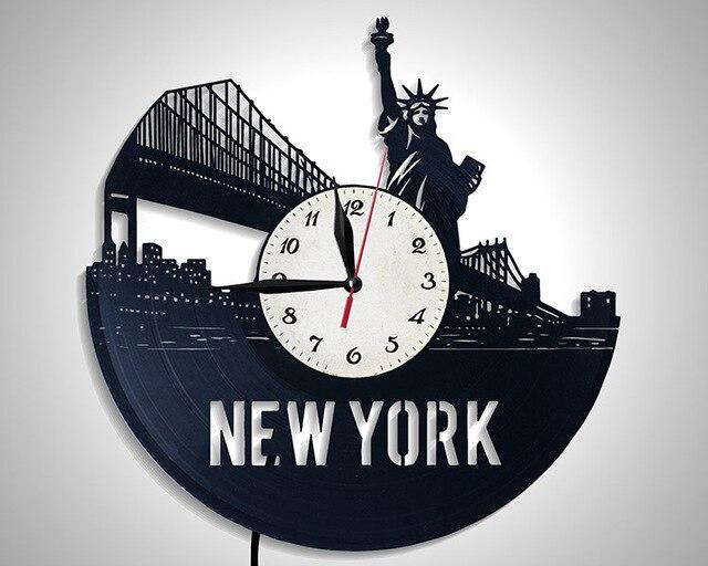 Reloj de pared vinilo skyline y puente