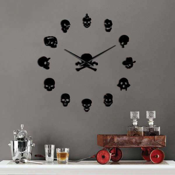 Reloj de pared 3D con calaveras