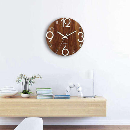 Reloj de pared madera números luminosos