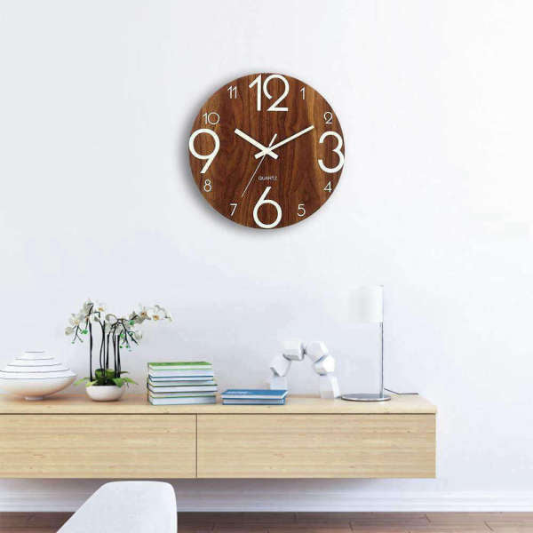 Reloj de pared madera números luminosos