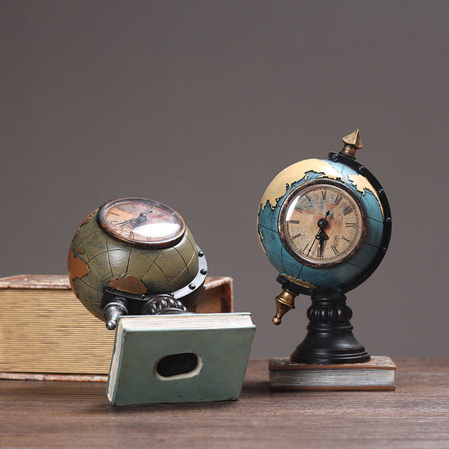 Reloj de mesa vintage globo terráqueo