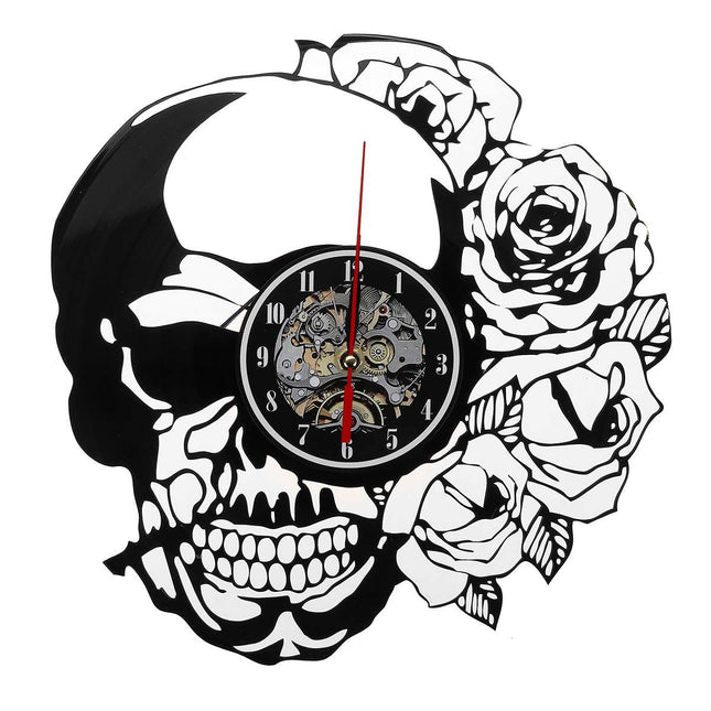 Reloj de vinilo steampunk con calavera