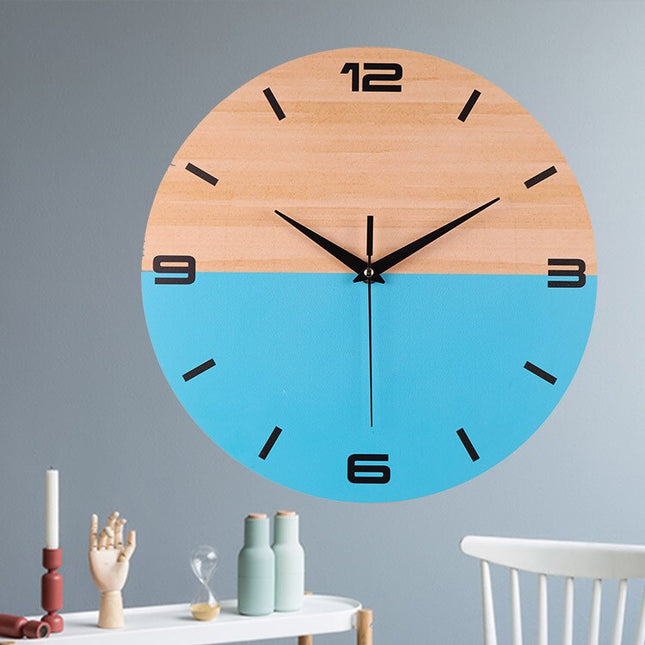 Reloj de pared moderno madera azul