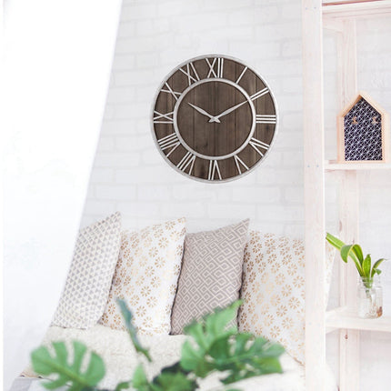 Reloj de pared industrial madera hierro