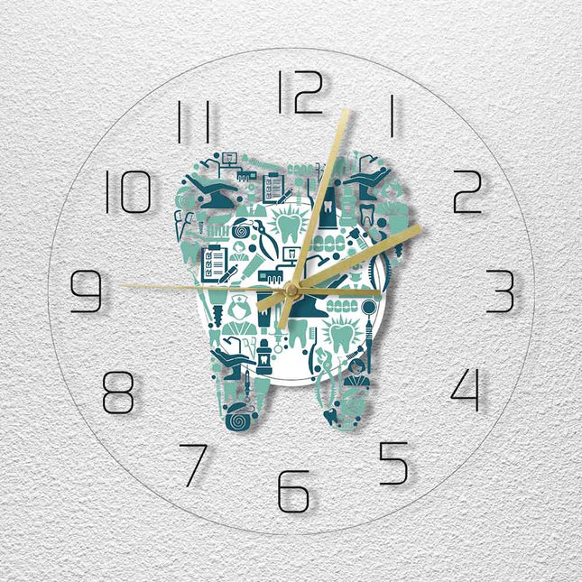 Reloj de pared LED forma de diente