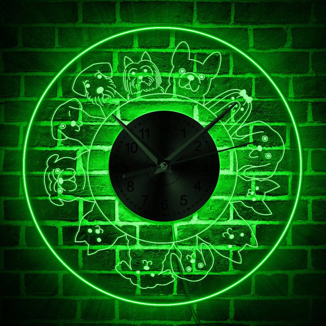 Reloj de pared luminoso razas de perros