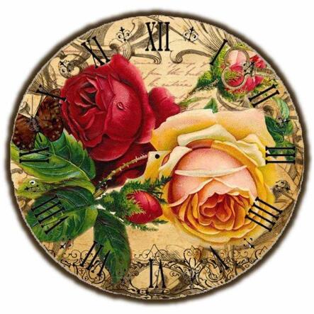 Reloj de pared rústico con flores