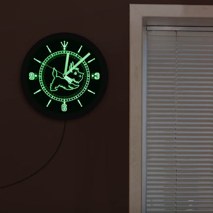 Reloj luminoso de pared perro terrier