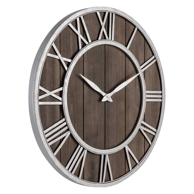 Reloj de pared industrial madera hierro