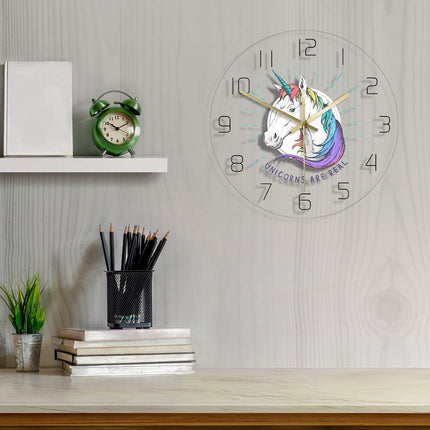 Reloj de pared LED con cabeza unicornio