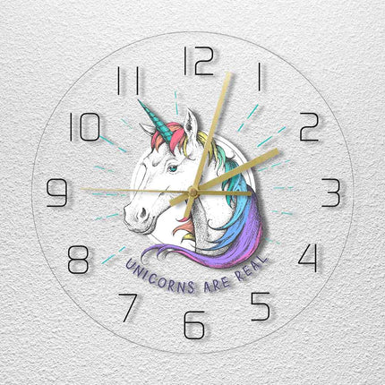 Reloj de pared LED con cabeza unicornio