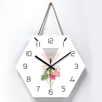 Reloj de pared hexagonal flores geométricas