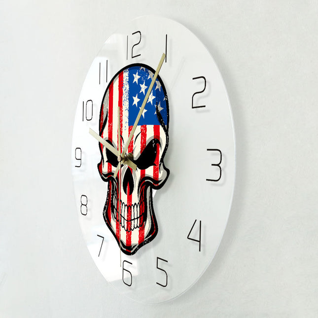 Reloj de pared LED calavera bandera USA