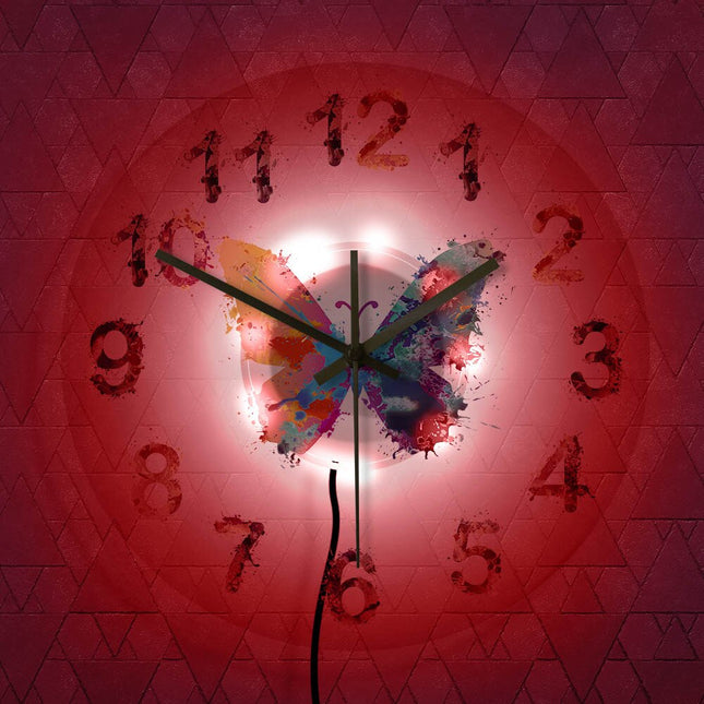 Reloj de pared LED diseño de mariposas