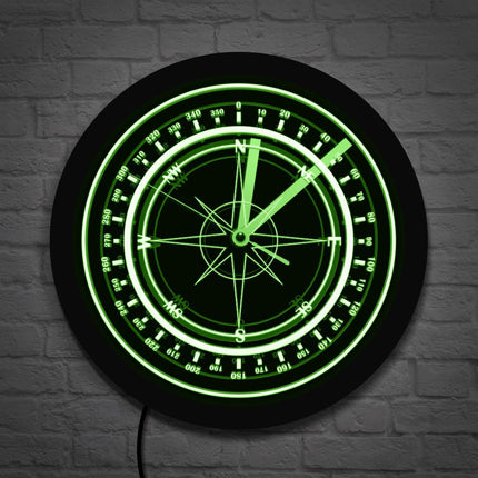 Reloj de pared LED diseño brújula