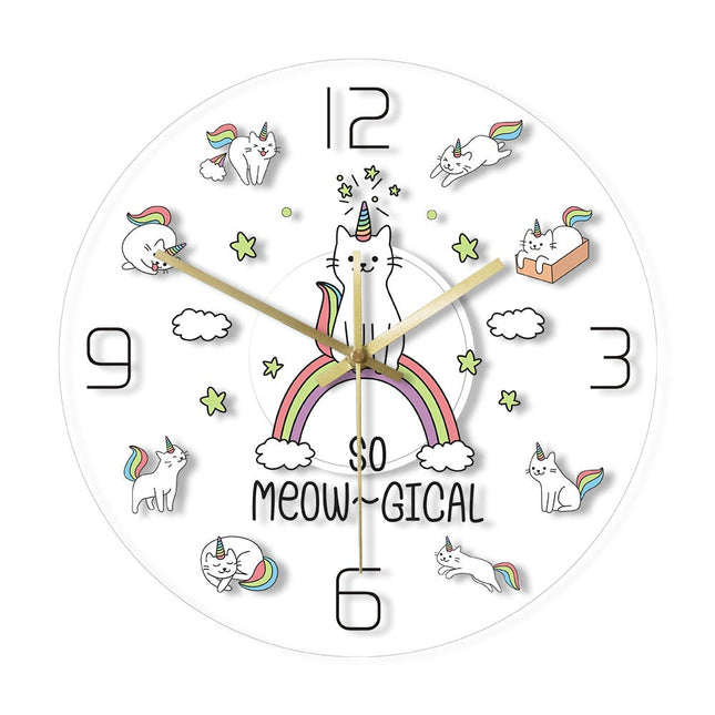 Reloj de pared LED con gatos unicornio