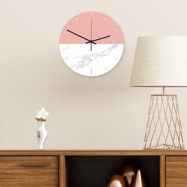 Reloj de pared diseño mármol rosa