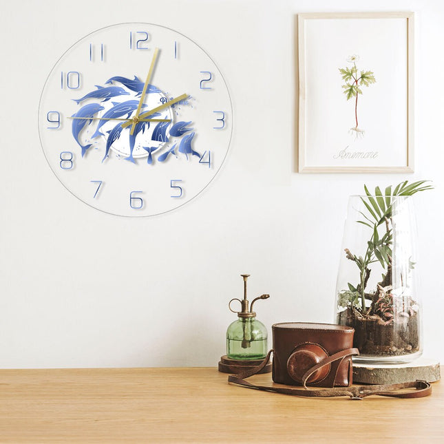 Reloj de pared LED con diseño delfines