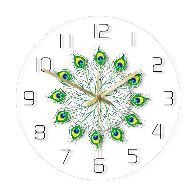 Reloj de pared LED plumas pavo real