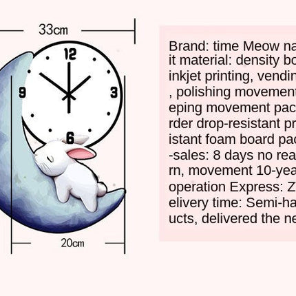 Reloj de pared infantil conejo luna