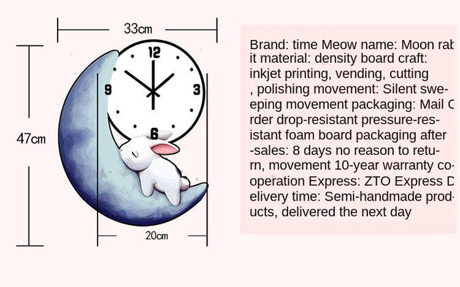 Reloj de pared infantil conejo luna