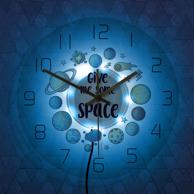 Reloj de pared LED con diseño planetas