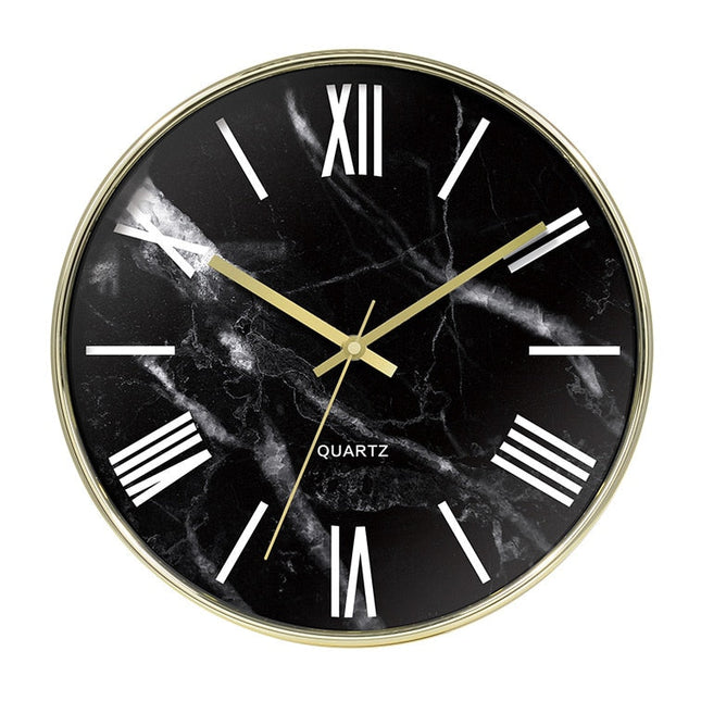 Reloj de pared efecto mármol cuarzo
