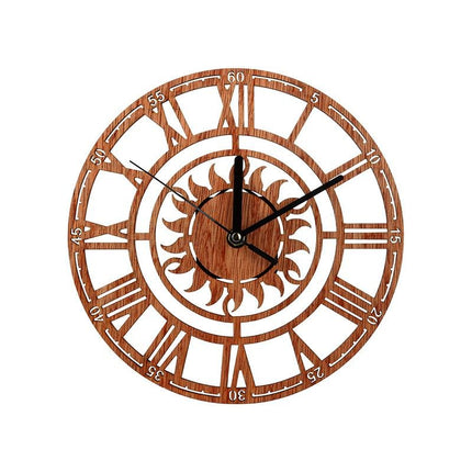 Reloj de pared madera calado sol