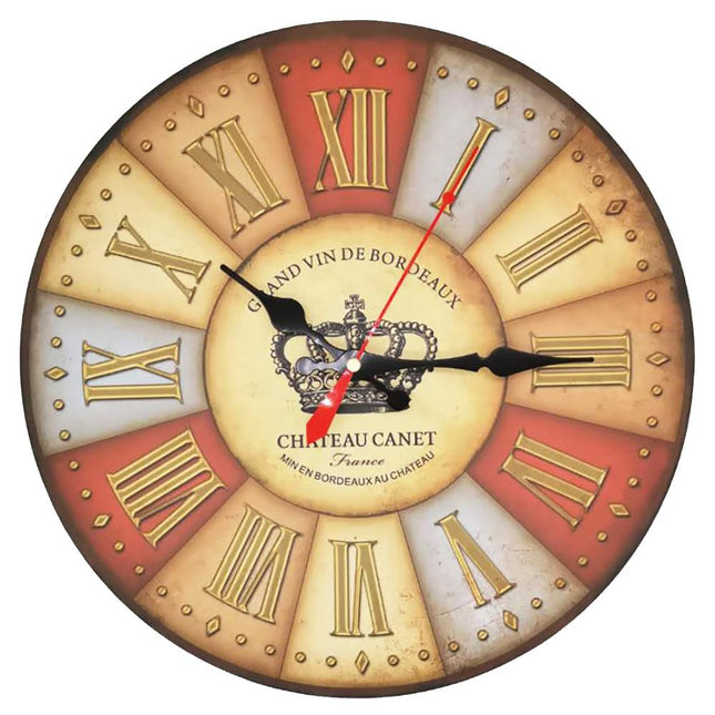 Reloj de pared multicolor silencioso vintage
