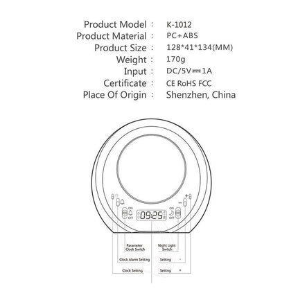 Despertador futurista con luz de noche