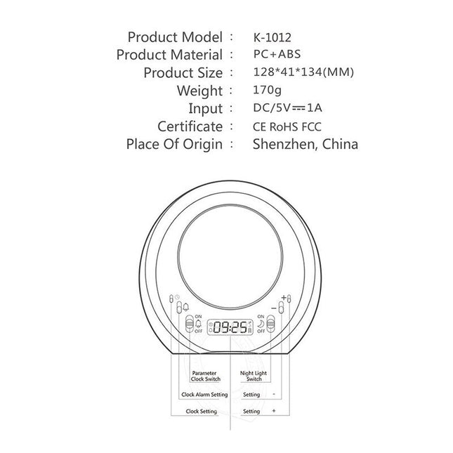 Despertador futurista con luz de noche