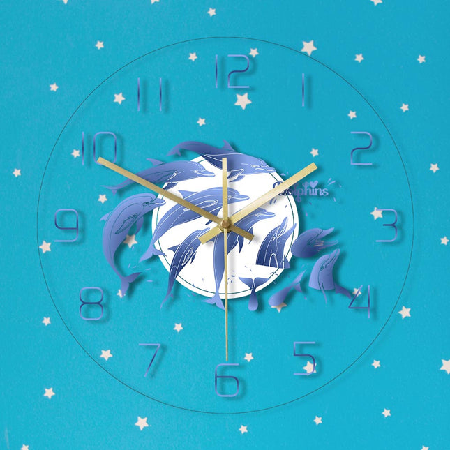 Reloj de pared LED con diseño delfines
