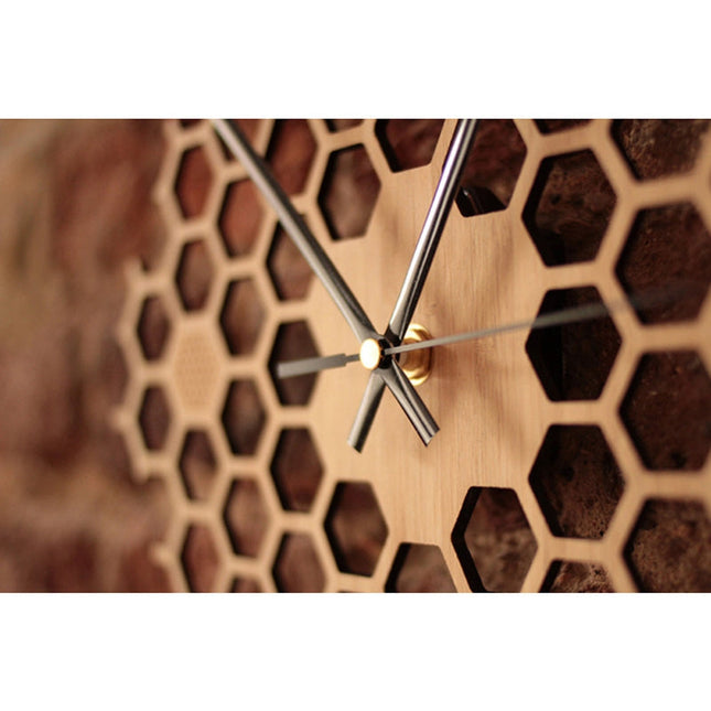 Reloj de pared madera panal abeja