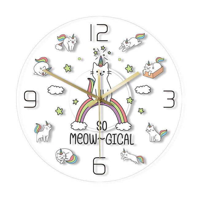 Reloj de pared LED con gatos unicornio