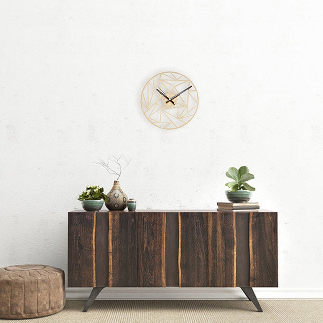 Reloj de pared geométrico madera gris