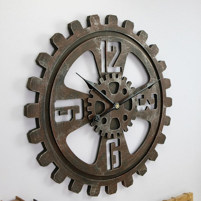 Reloj de pared industrial forma engranaje
