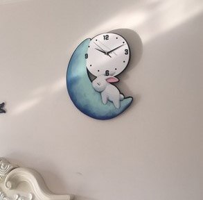 Reloj de pared infantil conejo luna
