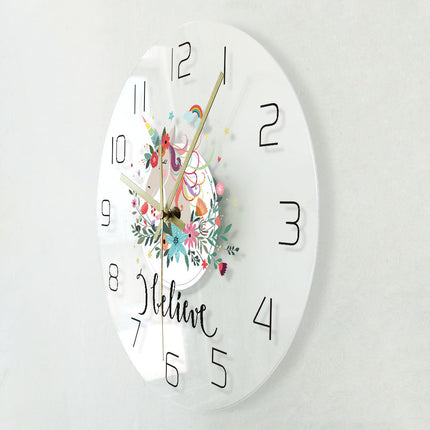 Reloj de pared LED unicornio para niña