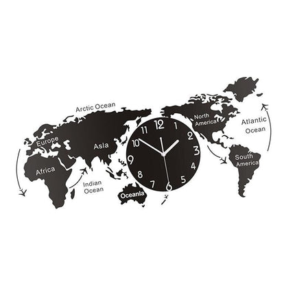 Reloj de pared gigante mapamundi negro