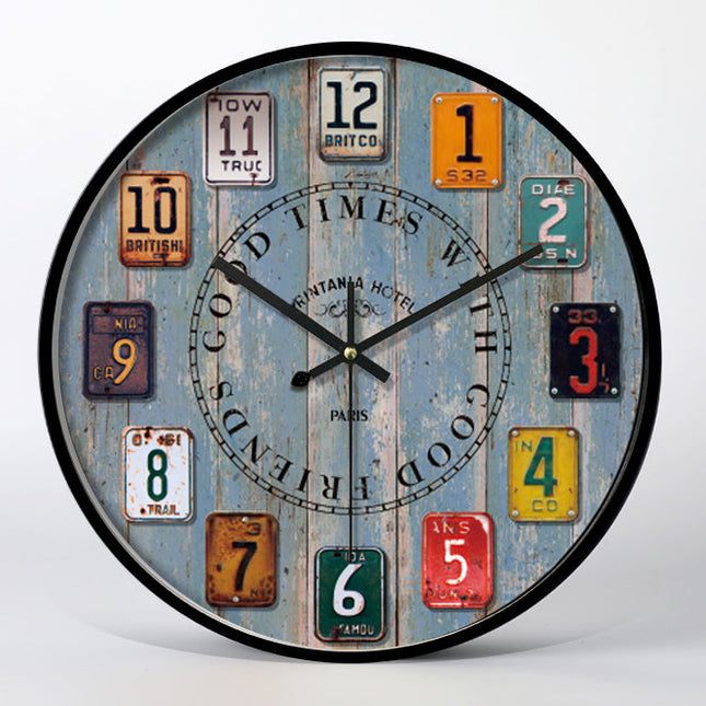 Reloj de pared vintage matrículas coche
