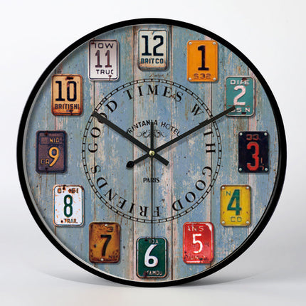 Reloj de pared vintage matrículas coche