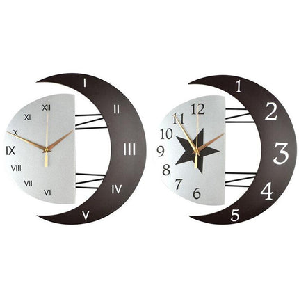 Reloj de pared madera forma luna