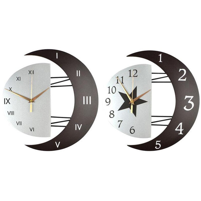 Reloj de pared madera forma luna