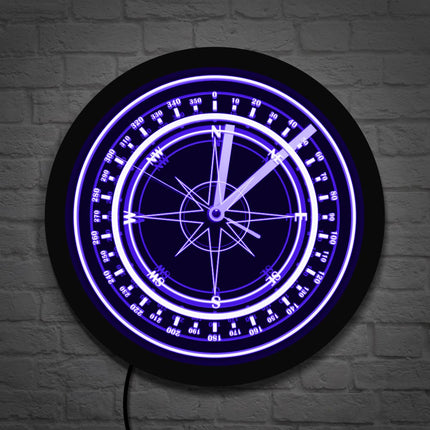 Reloj de pared LED diseño brújula