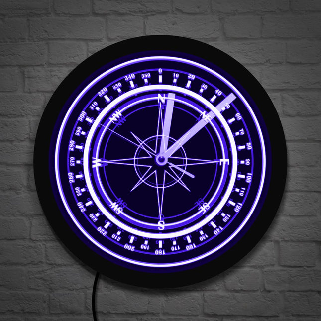 Reloj de pared LED diseño brújula