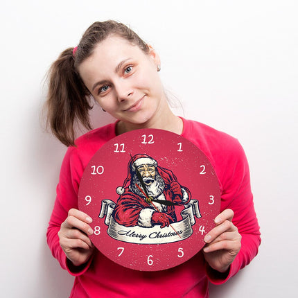 Reloj de pared navideño con Papá Noel