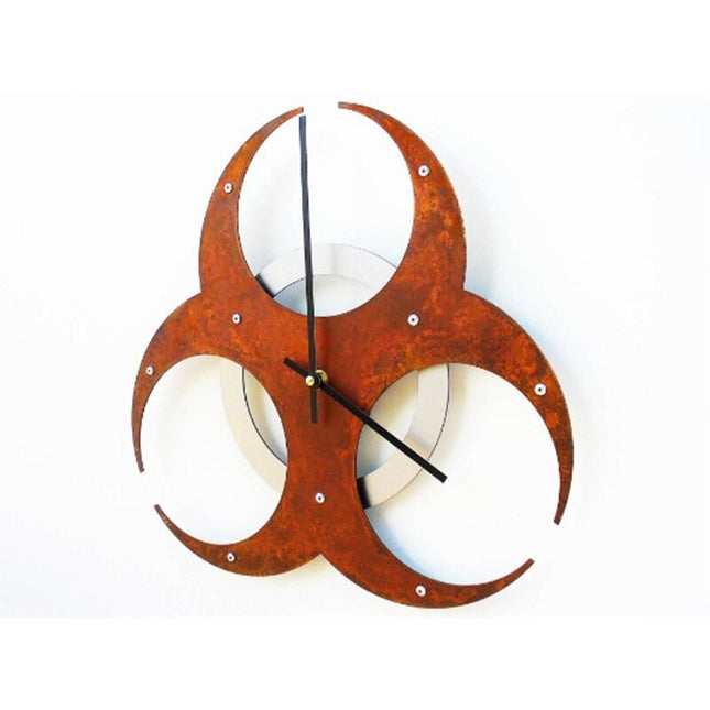 Reloj de pared diseño biohazard óxido