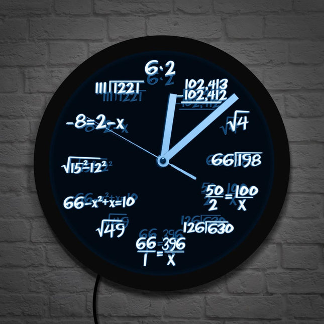 Reloj de pared LED fórmulas matemáticas